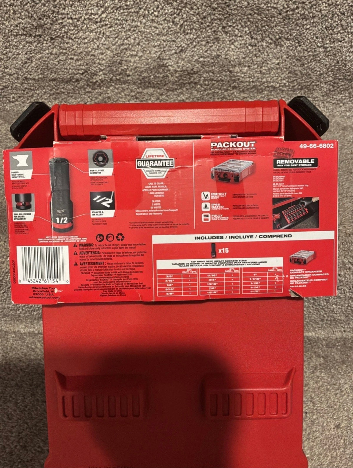Milwaukee 49-66-6802 SHOCKWAVE™ Impact Duty™ 1/2” SAE Dugókulcs készlet – 15 részes PACKOUT™