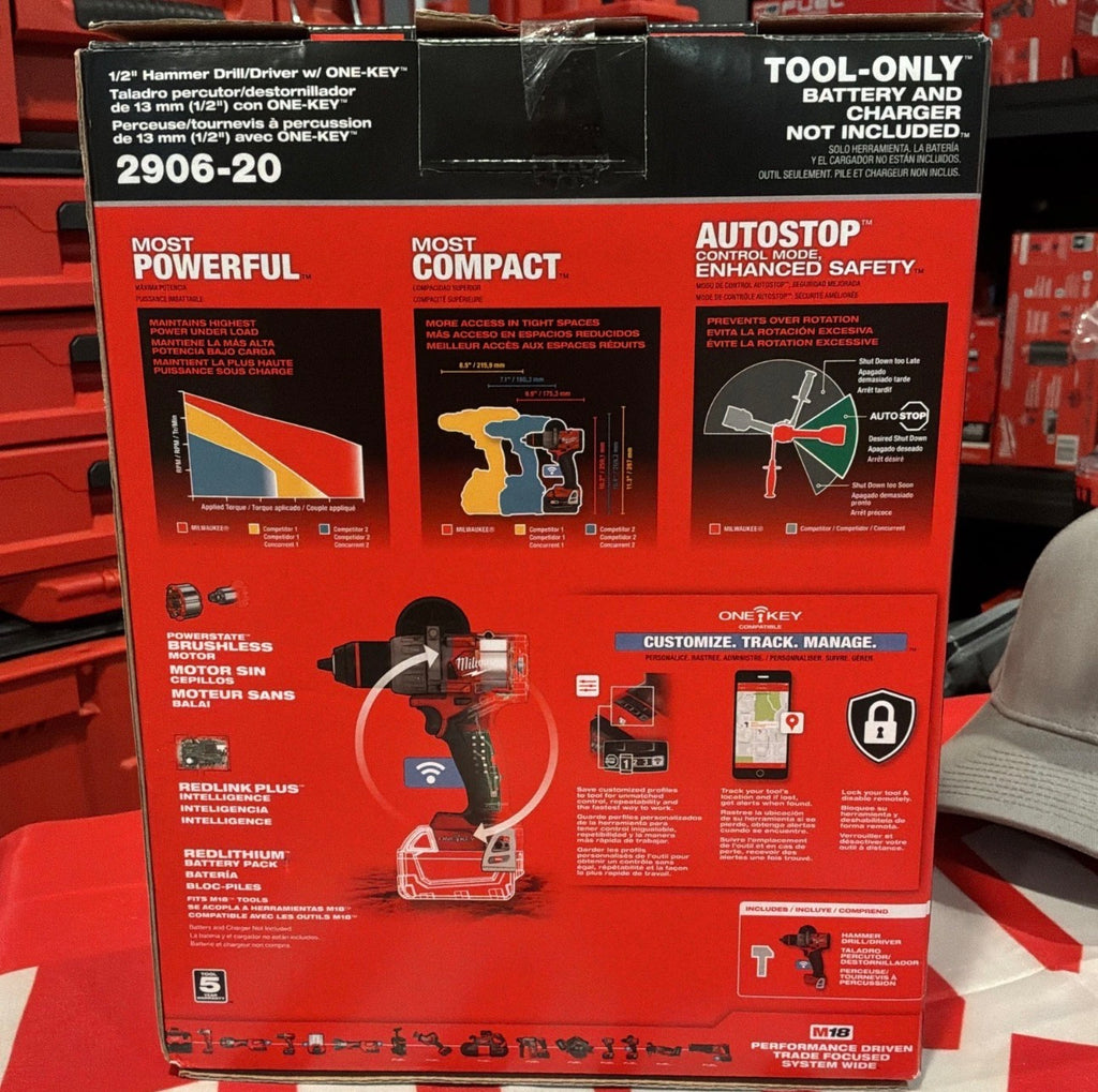 Milwaukee M18 FUEL™ 2906-20 1/2″ Hammer Drill/Driver ONE-KEY™