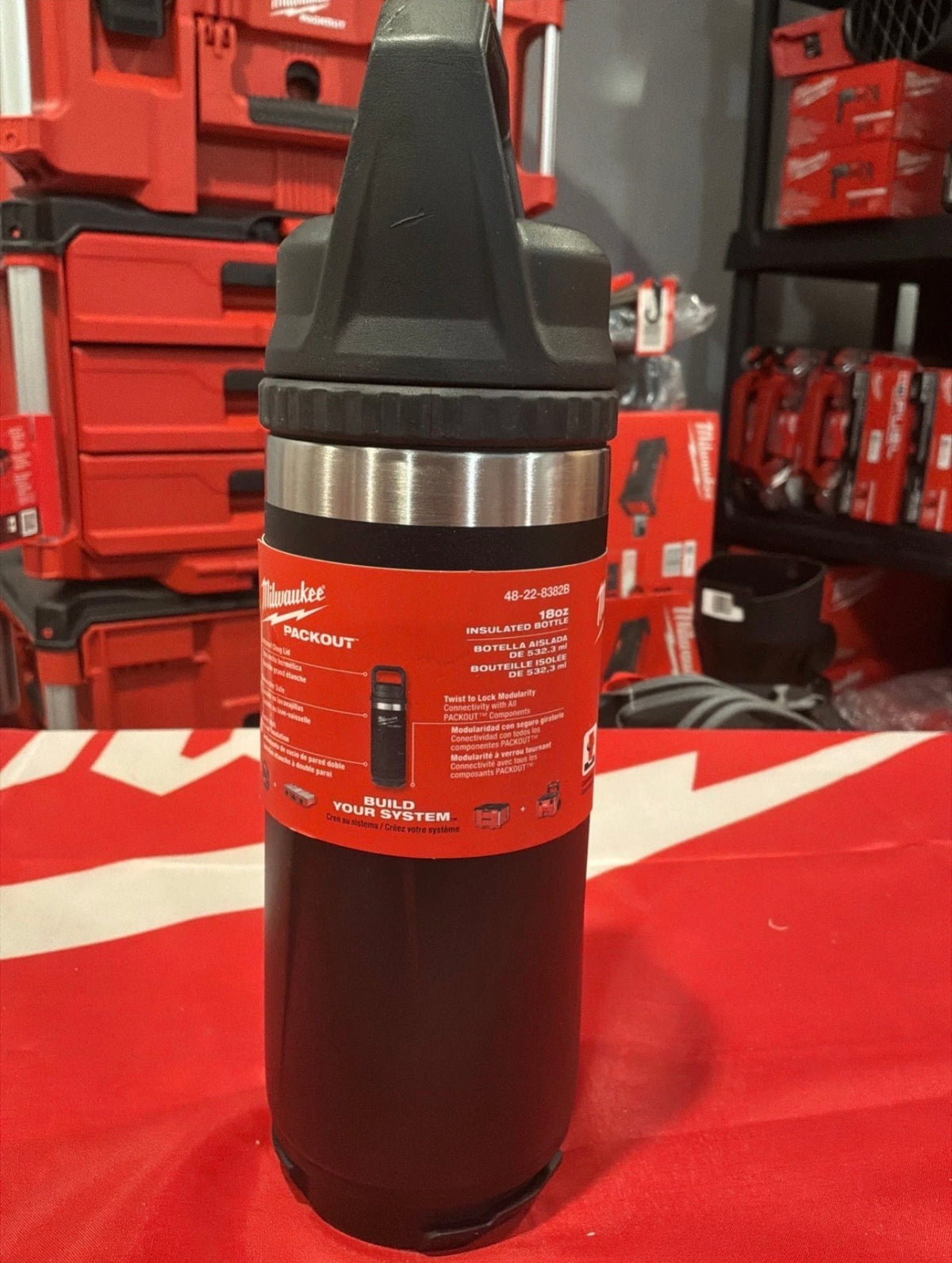 Milwaukee 48-22-8382B PACKOUT™ 18 oz Black Insulated Bottle