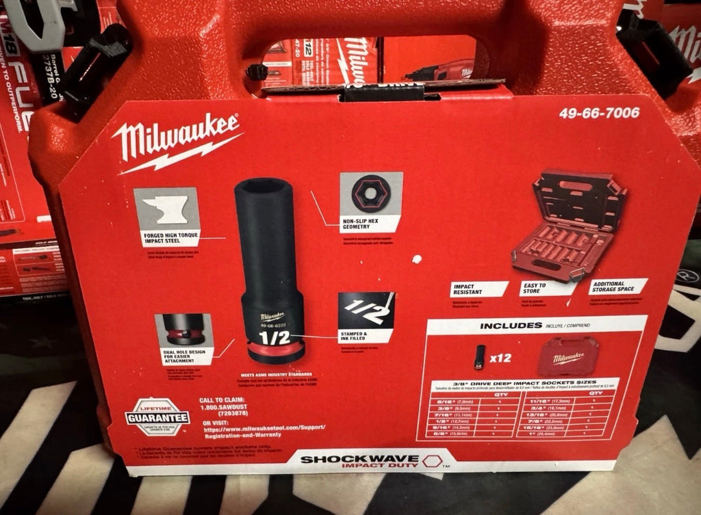 Milwaukee SHOCKWAVE™ Impact Duty™ 49-66-7006 – 3/8″ Deep Socket Set, 12 részes