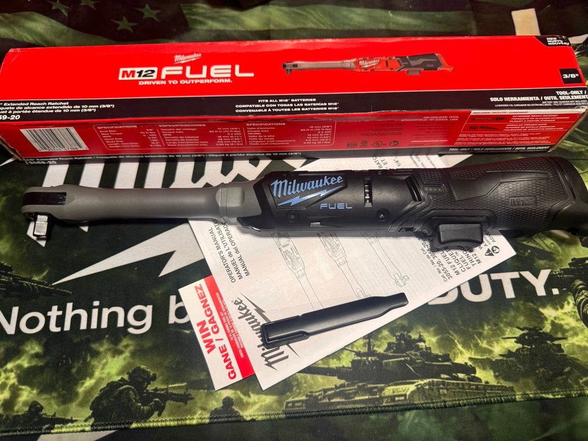 Milwaukee BLACKOUT M12 FUEL™ 3/8″ Extended Reach Ratchet – Tool Only