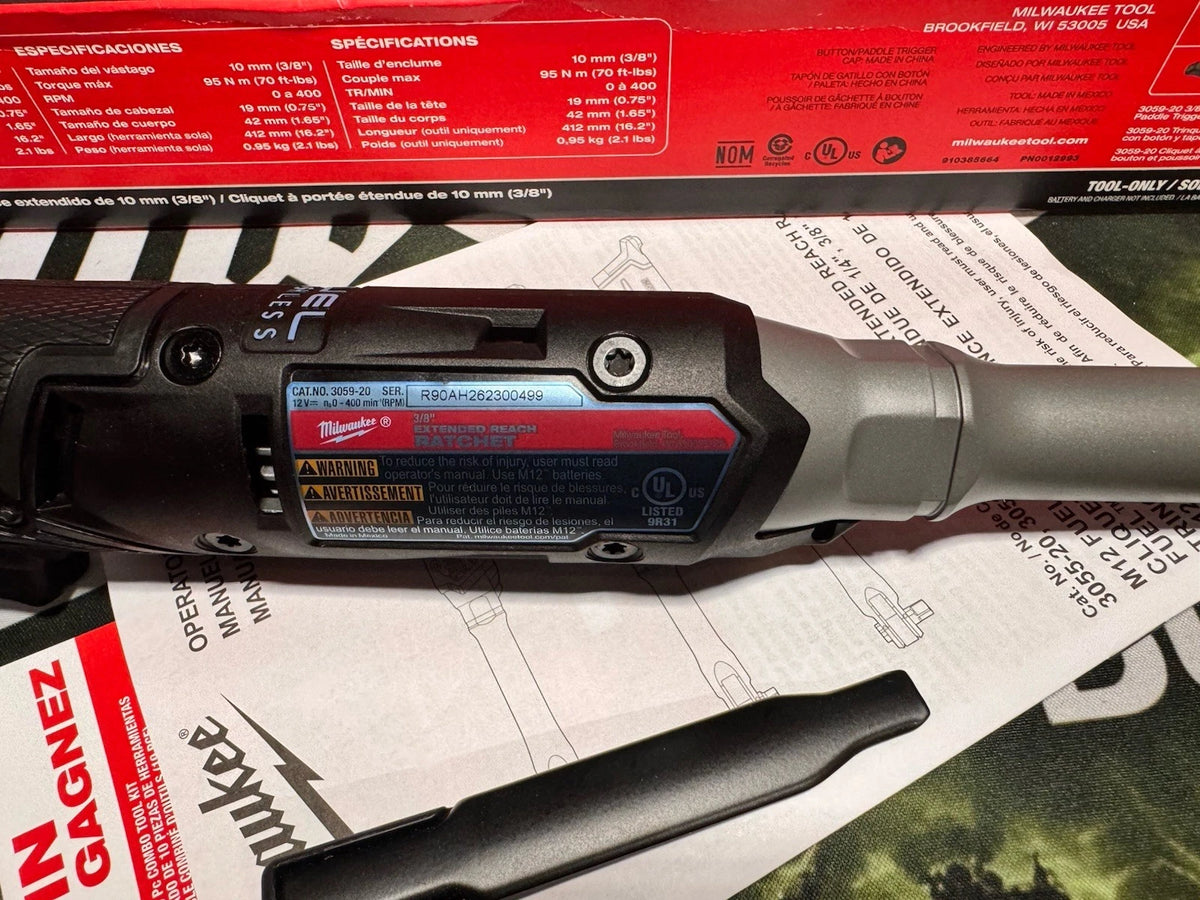 Milwaukee BLACKOUT M12 FUEL™ 3/8″ Extended Reach Ratchet – Tool Only
