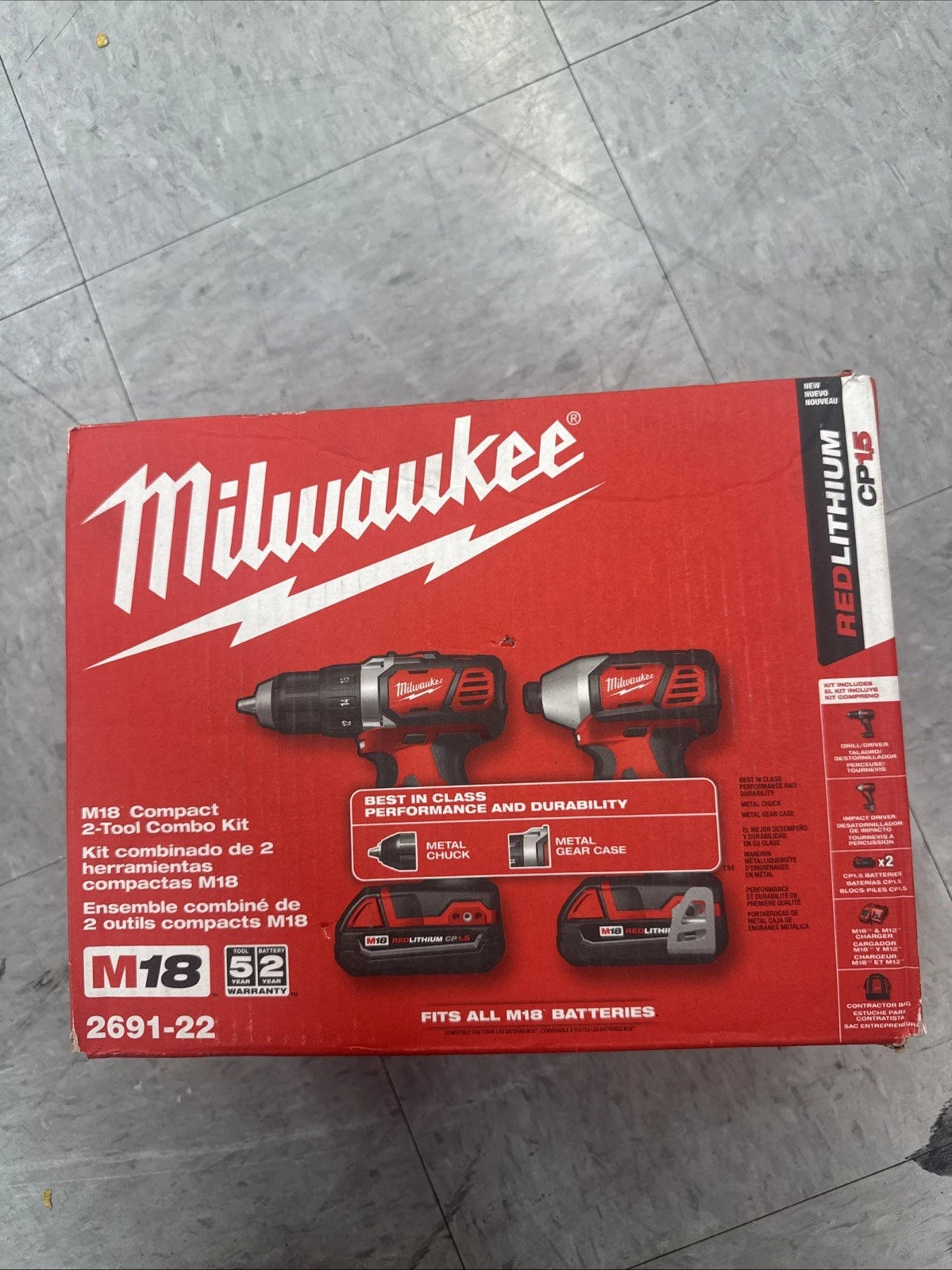 Milwaukee 2691-22 M18 18V Li-Ion Cordless Drill Driver Combo Kit